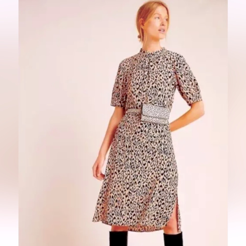 NWT Anthropologie MacKenzie Leopard Midi Dress